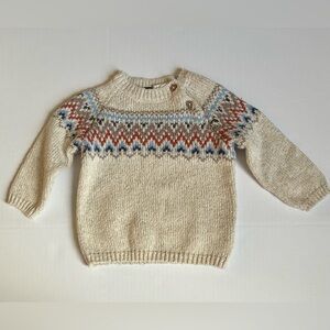 H&M Cream Knit Sweater with Colorful Stripes 12M